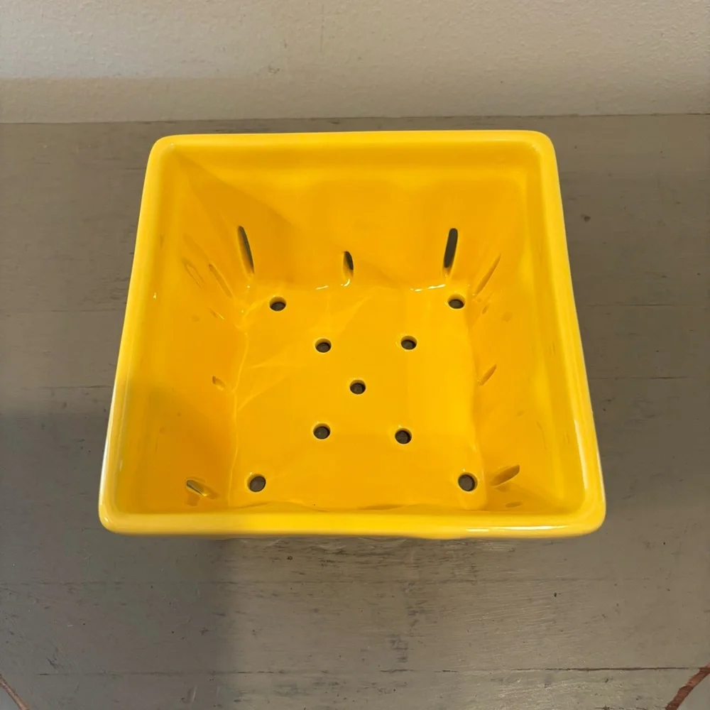 Crate&Barrel Yellow Ceramic Berry Basket
